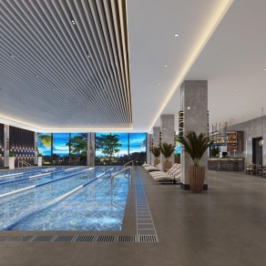 现代泳池3D模型下载